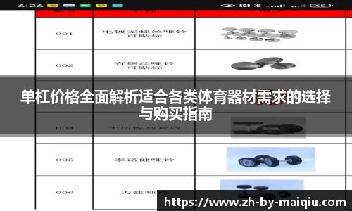 单杠价格全面解析适合各类体育器材需求的选择与购买指南